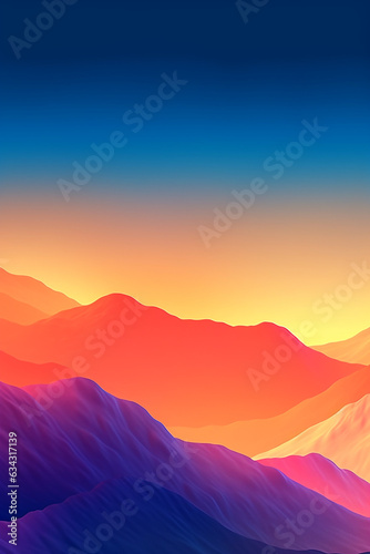 Sunset vector illustration of a montain, silhouette of a nature hill