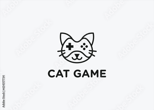game cat logo design vector silhouette illustration