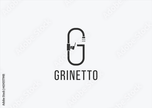 initial g with shower logo design vector silhouette illustration