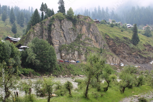 Scenic view of the natural beauty of Tao Butt, Neelum Valley, Kashmir.  Tao Butt is famous for its lush green trees and natural beauty. photo