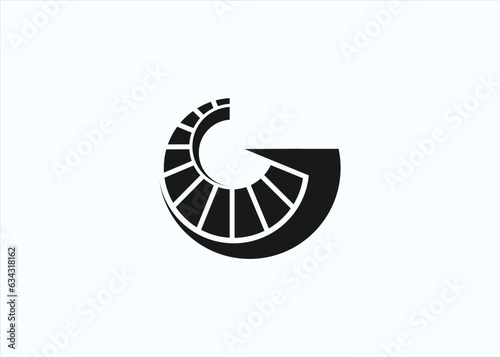 initial g with stairs logo design vector silhouette illustration