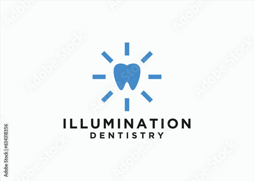 tooth with sun logo design vector silhouette illustration