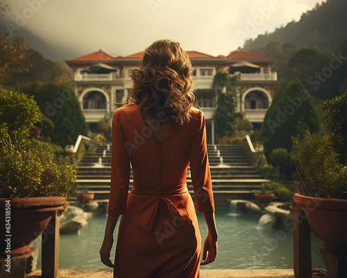 woman in an orange dress