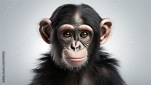 chimpanzee   isolated on white background Generative AI © Phimchanok