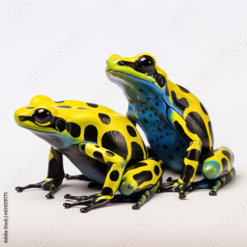 lifestyle photo dyeing poison arrow frog on white background