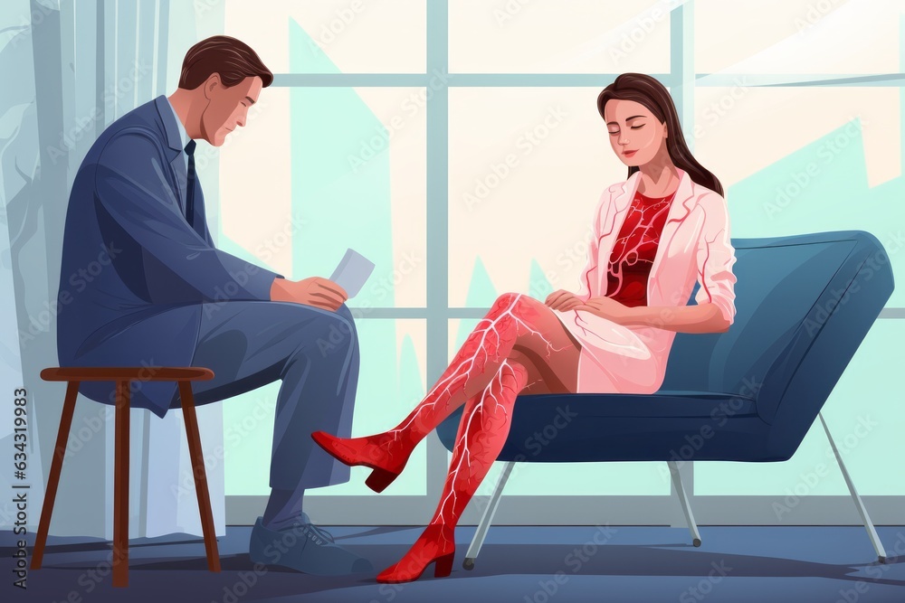 Obraz premium Visiting vascular surgeon doctor. Deep vein thrombosis, varicose