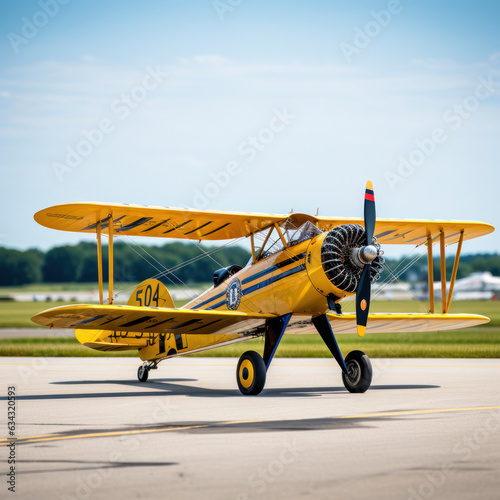 lifestyle photo biplane in airshow on tarmac photo