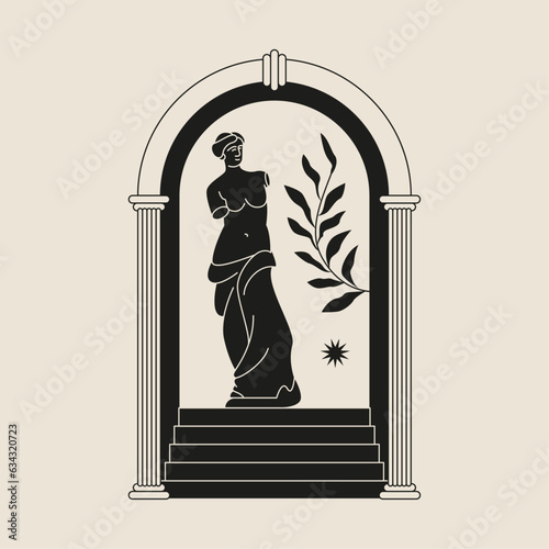 Boho frame arch vector illustration modern minimalistic retro aesthetic linear arc portal logo bohemian design element mystical geometric abstract border