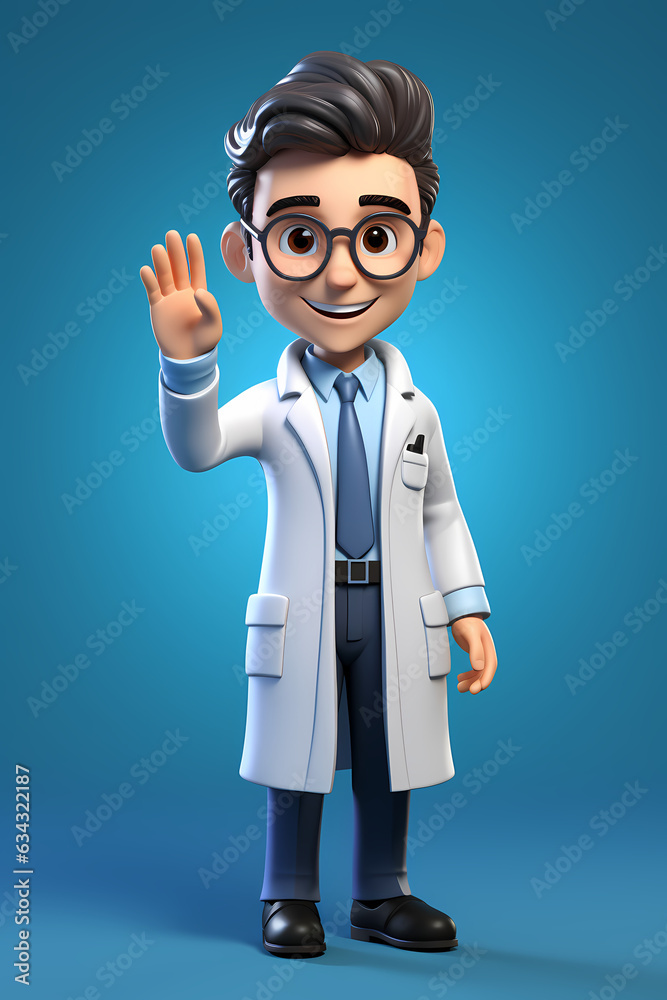 Doctor, Nurse, Medical team, Cartoon character, holding medical card, face mask, blue background, smiley faces, professional help, thumbs up created with generative AI technology