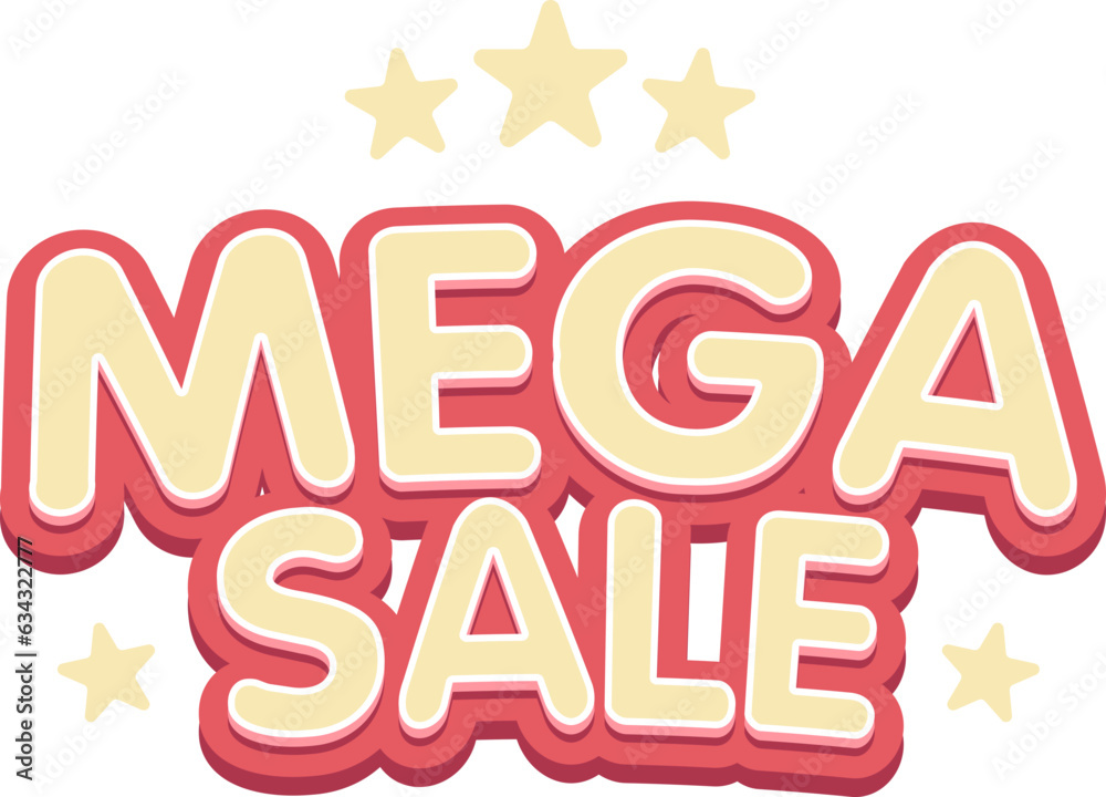 Mega sale text effect, alphabet pastel text effect, promotion discount label templates