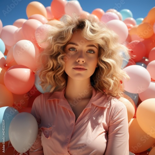 Carry me home my trusted balloons, colorful, pastel colours,photography, young blonde curly girl, kinds, farytalle, friends,happy, joyfull © branislavp
