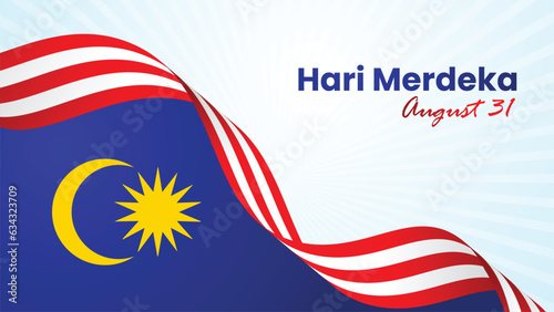 Malaysia Flag Background for Hari Merdeka Event.  flat illustration for malaysia day celebration. gradient hari merdeka illustration