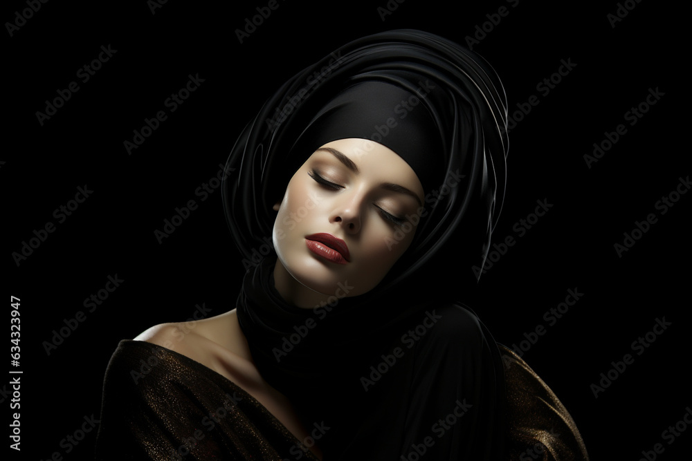 Female beautiful face with eyes closed and head tilted to one side Female beautiful face with eyes closed and head tilted to one side