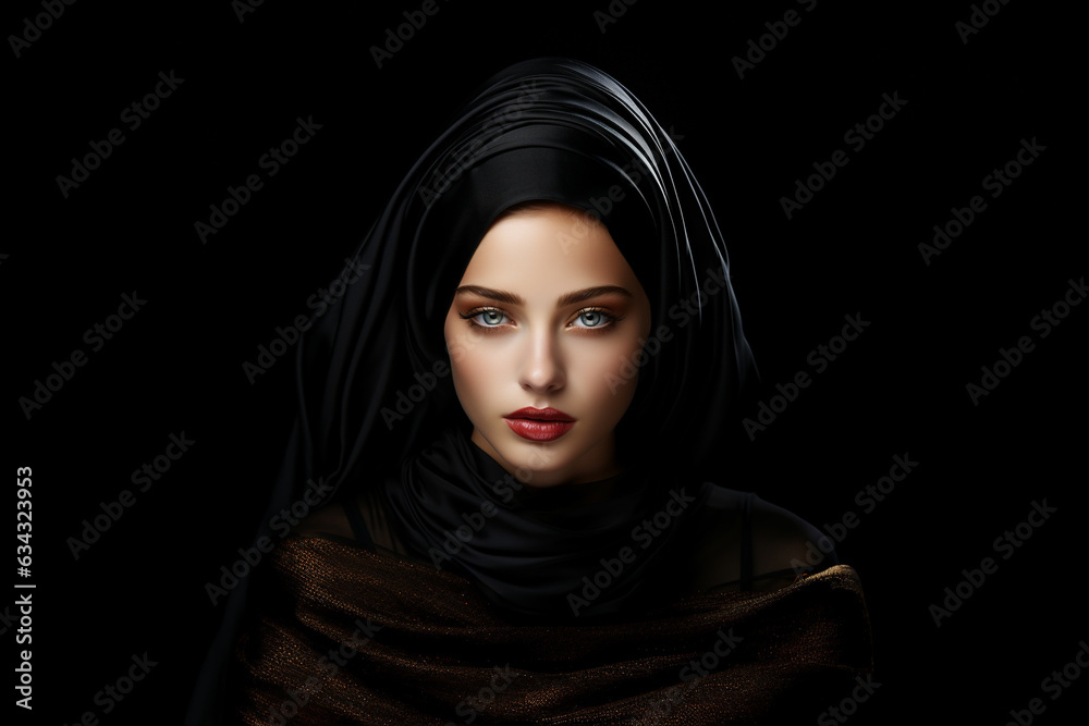 Beautiful woman's face with an intense look to the camera Beautiful woman's face with an intense look to the camera