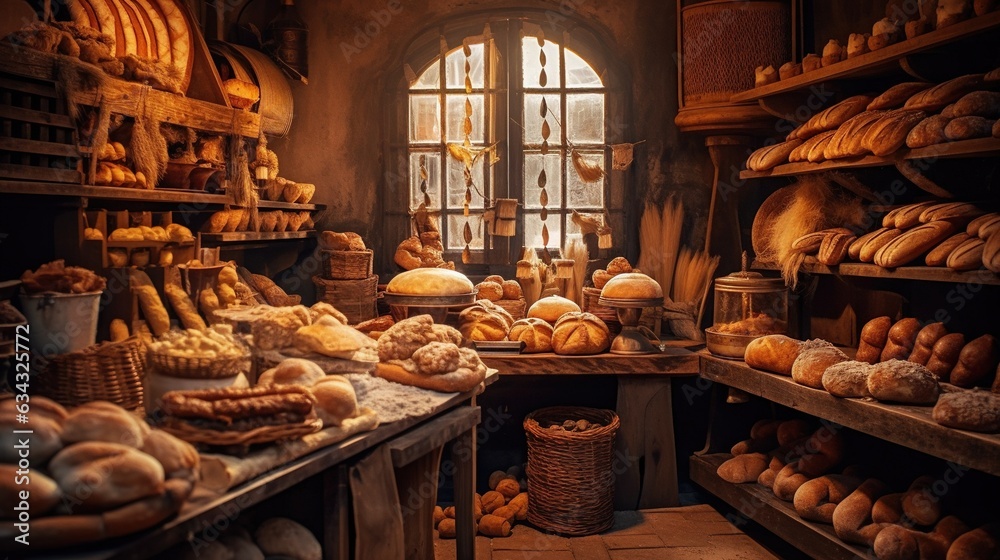 fresh bread in the market Generative AI, AI Generated