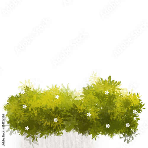 green grass. green bushes illustration.