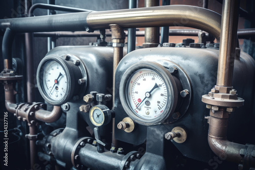 Wallpaper Mural Macro Shot of an Industrial Boiler with Pipes and Gauges Torontodigital.ca