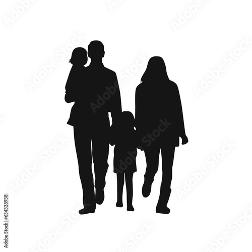 Family silhouettes  parents with their little baby. Families with little child