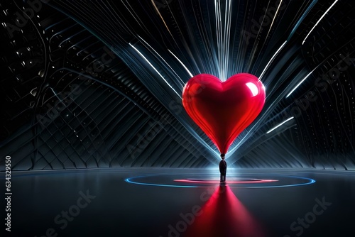 glowing fresh red heart on dark background , usually for dark themes 