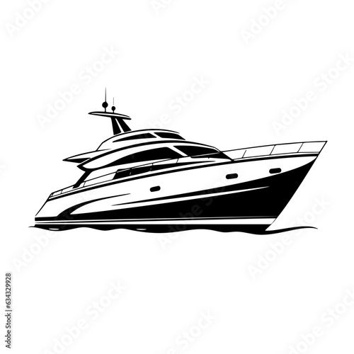 Canvas Print Vector Illustration of a yacht with lines drawing for logo,icon, black and white