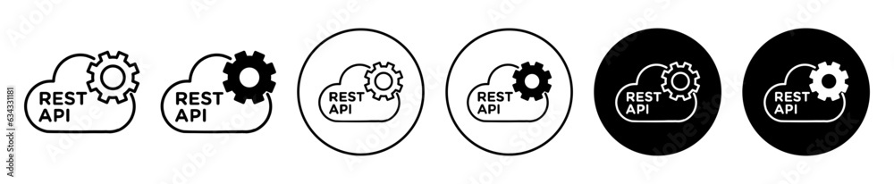 rest api icon set. software data API configuration vector symbol in ...