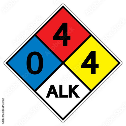NFPA Diamond 704 0-4-4 ALK Symbol Sign, Vector Illustration, Isolate On White Background Label. EPS10