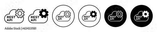 rest api icon set. software data API configuration vector symbol in black filled and outlined style. connect development service API sign. photo