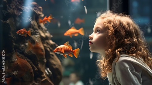 Verzaubertes Kind: Eine magische Begegnung mit den schillernden Bewohnern des Aquariums photo
