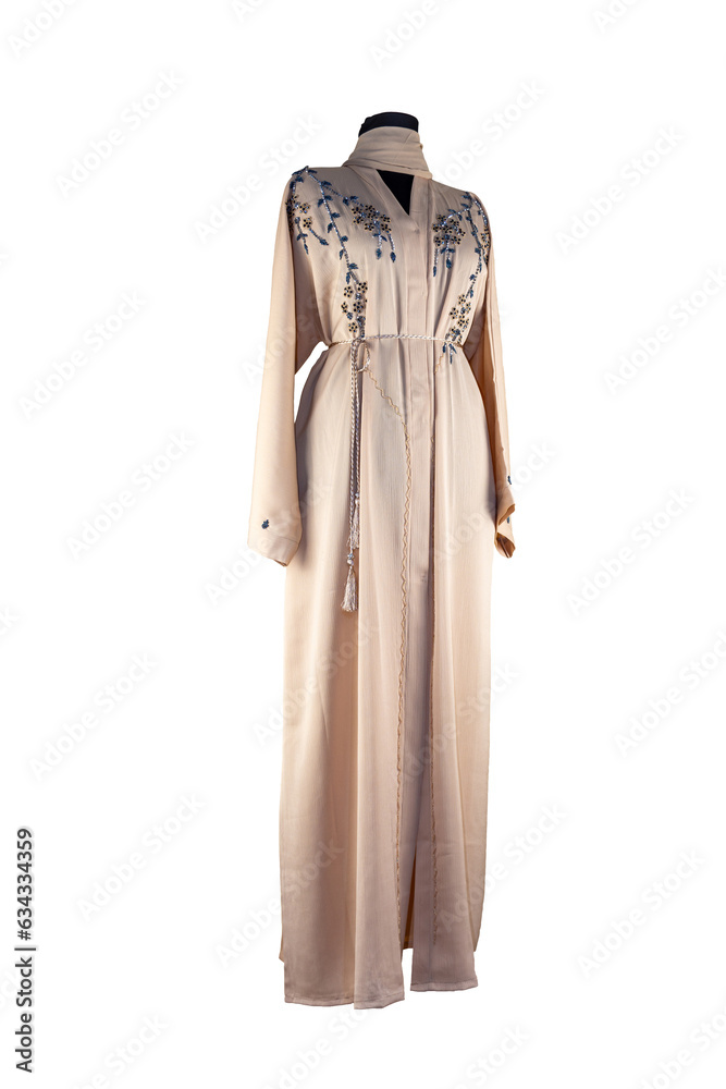 Brown Abaya shoot on mannequin isolated on white background. Brown Abaya shoot on mannequin isolated on white background.