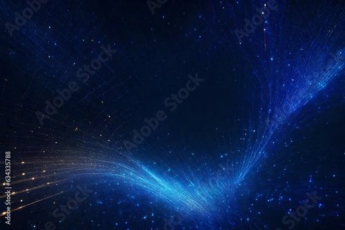 person in the night sky  A mesmerizing dark blue abstract background comes alive with the ethereal glow of particles