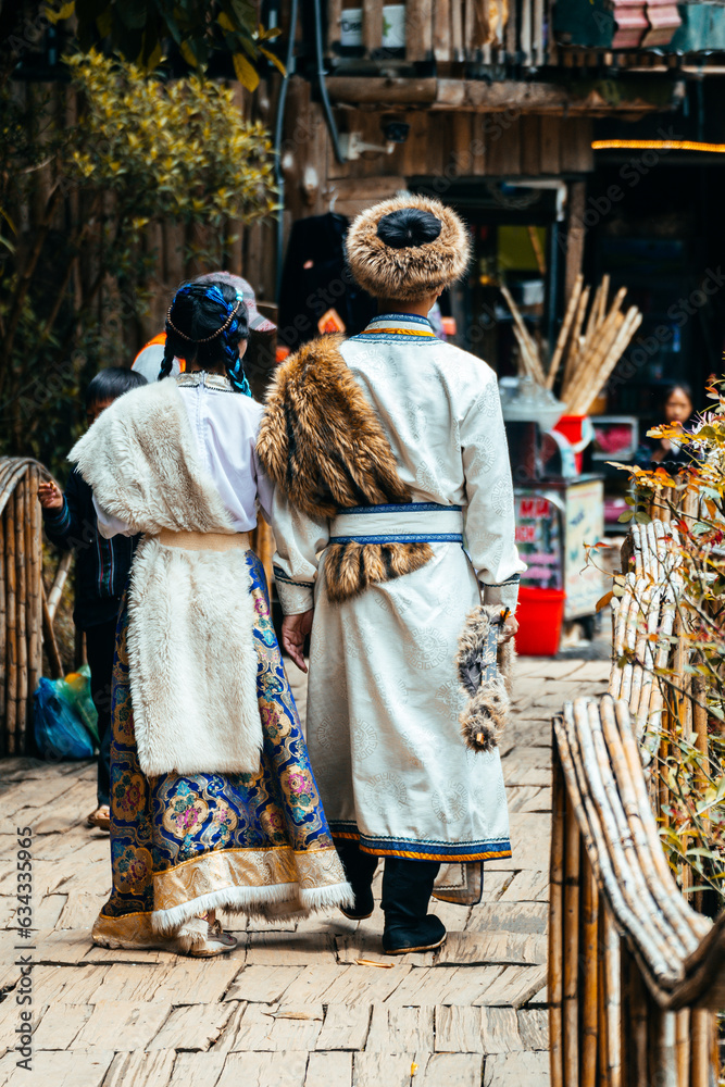 people wearing traditional costume of hmong ethnic in north vietnam