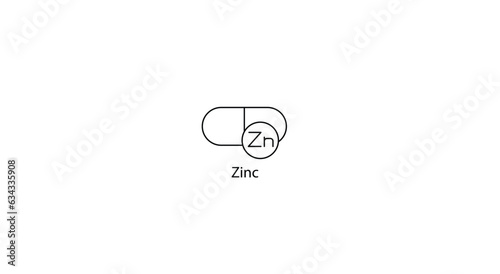 Vector Icon Representing Zinc, Essential Mineral in Health and Industry.
