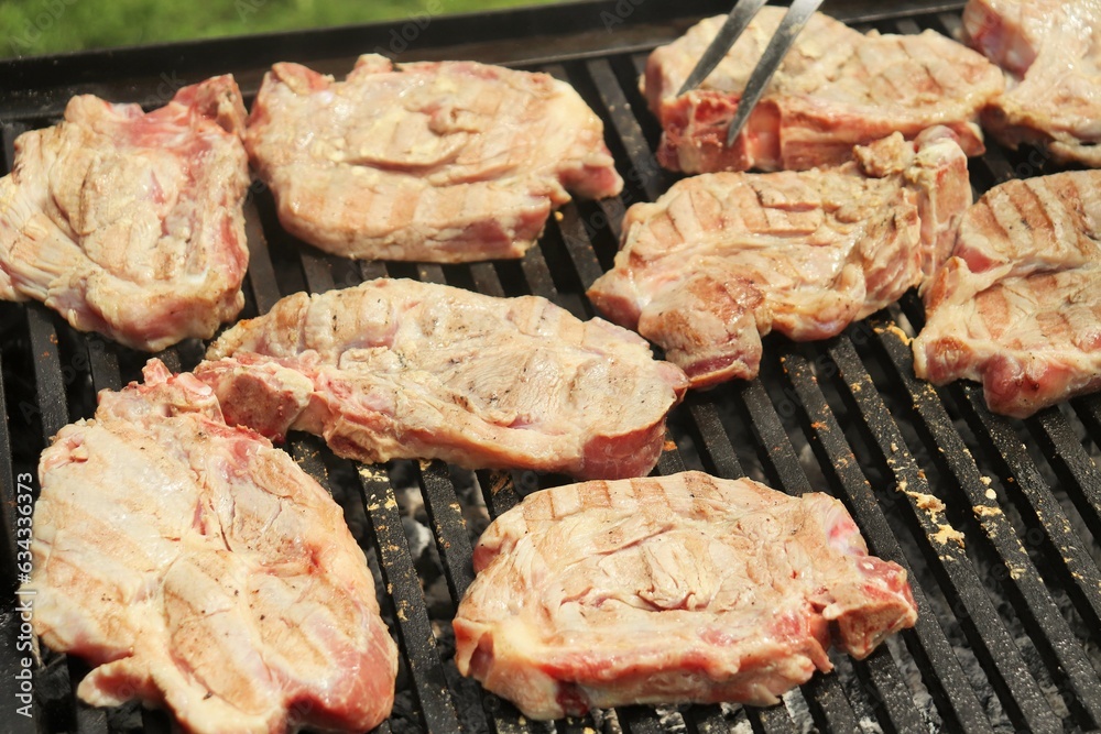 Grilled fresh pork chop, lightly fried Grilled fresh pork chop, lightly fried