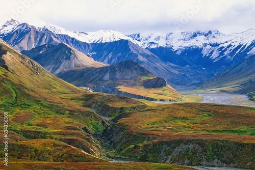 Mountainous view in Denali national park at autumn
