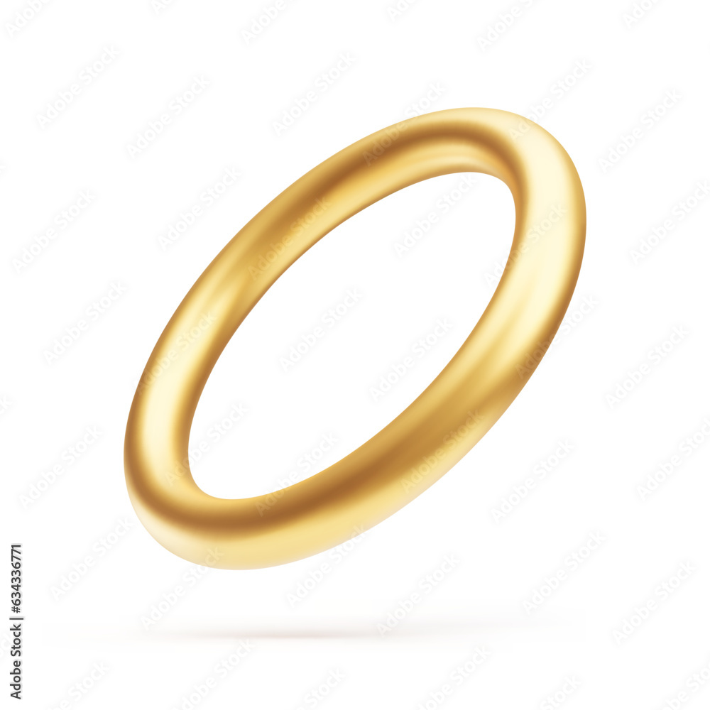 3d golden rotating ring, luxury gold jewelry, decorative design element. Three dimensional metallic falling object realistic vector illustration on white background 3d golden rotating ring, luxury gold jewelry, decorative design element. Three dimensional metallic falling object realistic vector illustration on white background
