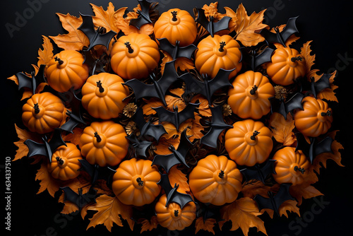 Halloween Aerial: Spooky Pumpkins and Bats Set the Holiday Mood