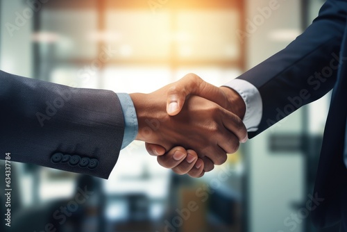 Successful negotiation of a business deal with a handshake - AI Generated