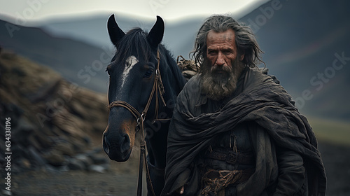Old man with a horse © Movindu