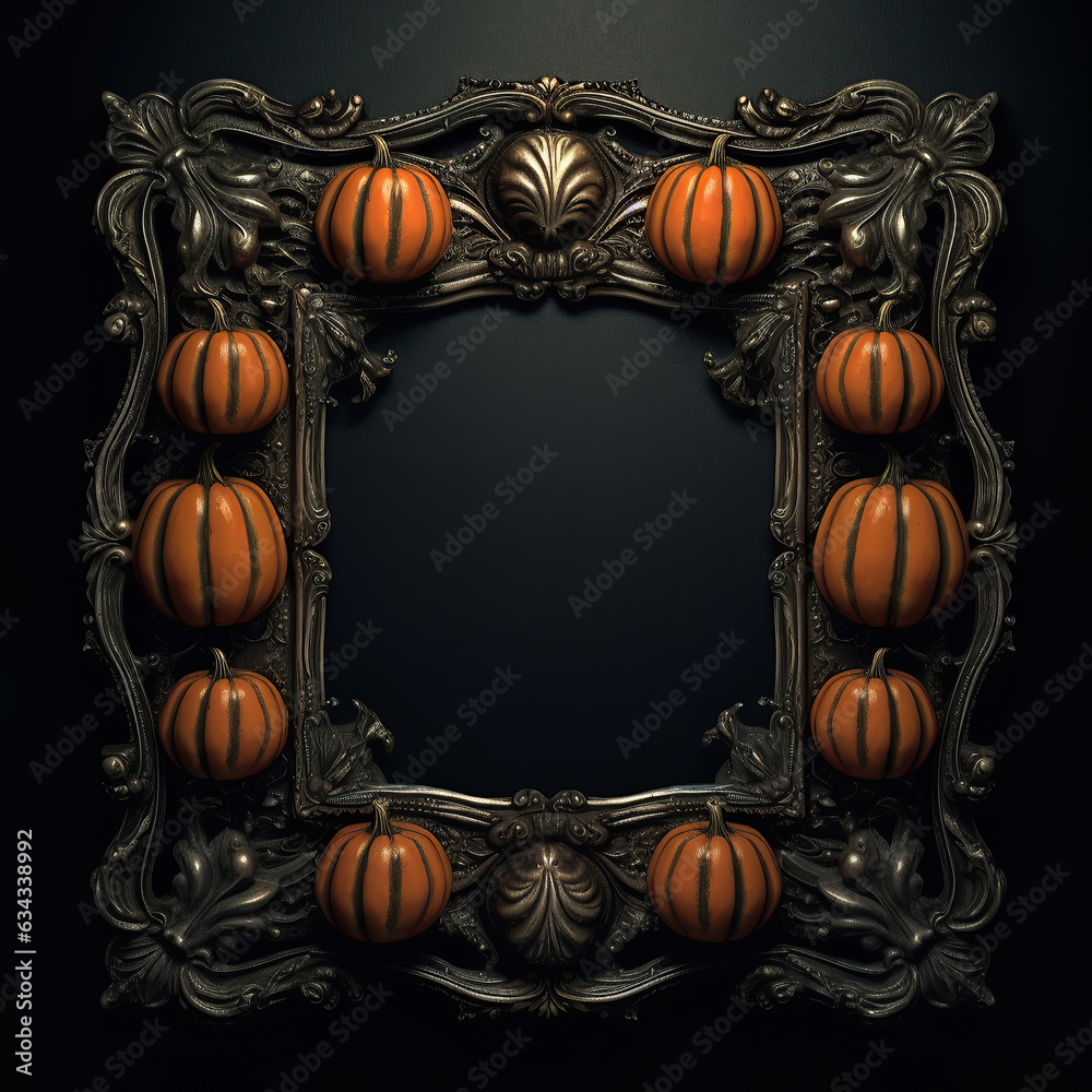 This simple yet stunning halloween art display of pumpkins arranged in a mirrored frame evokes a feeling of warmth and comfort indoors