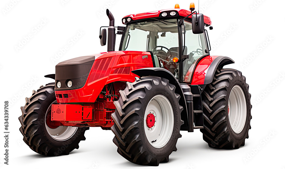 New and modern red agricultural generic tractor isolated on white background
New and modern red agricultural generic tractor isolated on white background