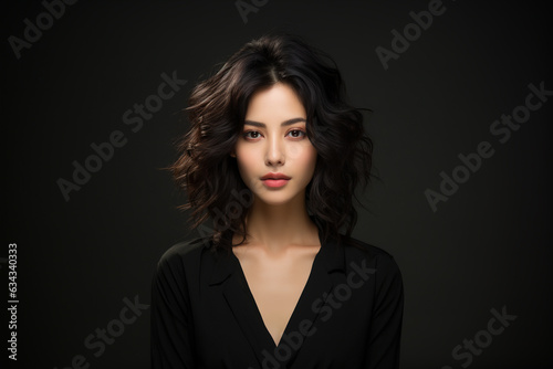 Beautiful portrait of pan asian woman studio shot black background