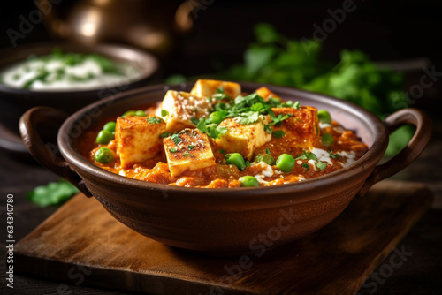 Matar Paneer peas and cooked cottage cheese Indian food
