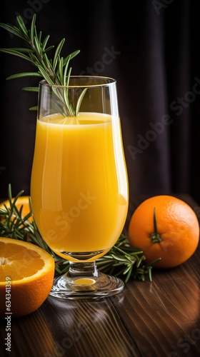 Citrus Bliss Glass of Sweet and Tangy Orange Juice Served with a Zestful Twist, a Burst of Refreshing Flavor