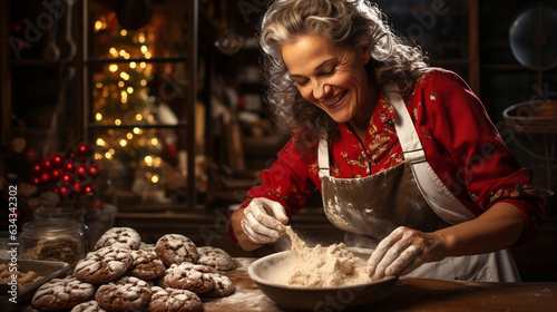 Christmas Baking  A joyful scene of baking Christmas treats  with flour-dusted hands  delicious cookies  and the aroma of holiday spices 