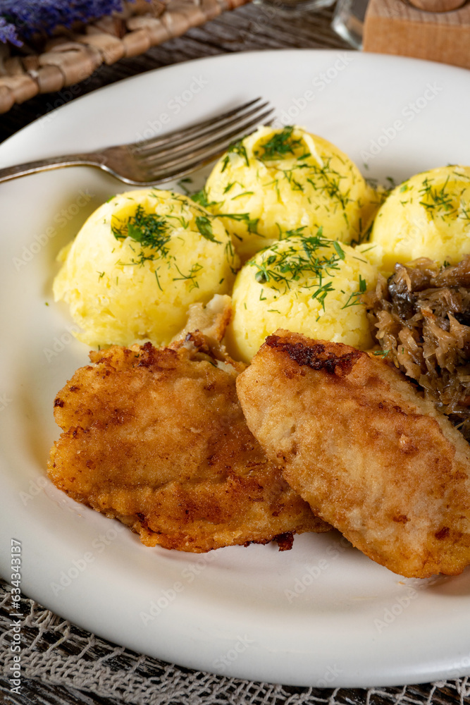 Fried cod fillet . Fried cod fillet .