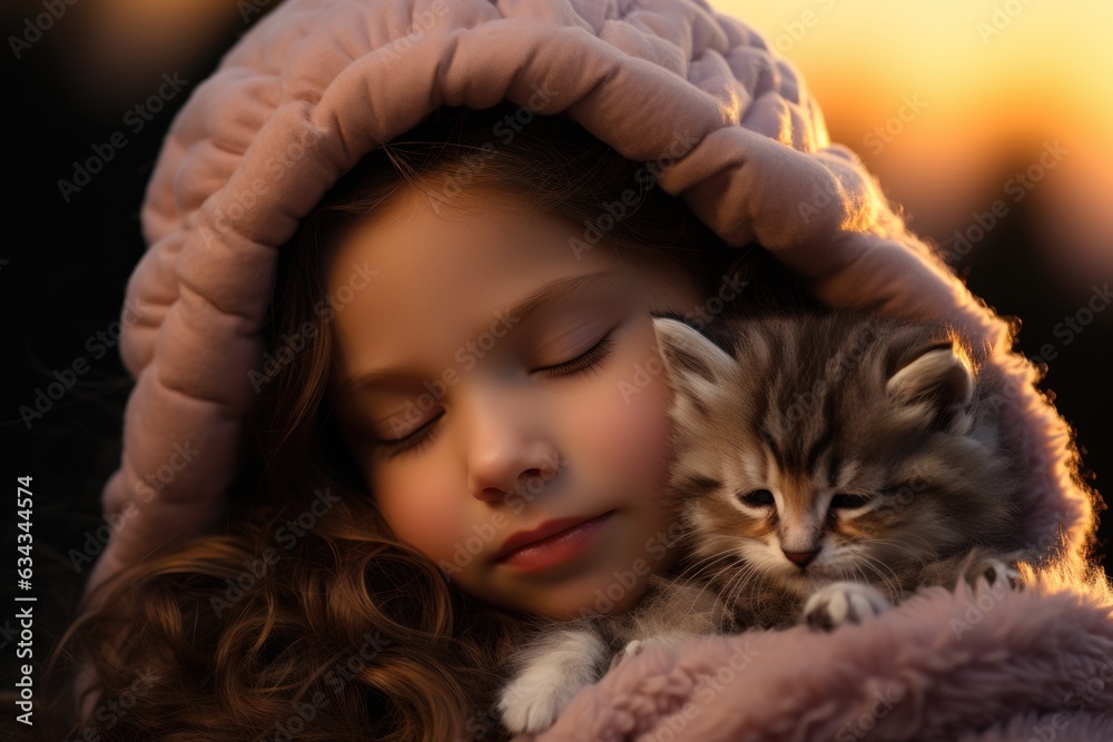 small child with kitten