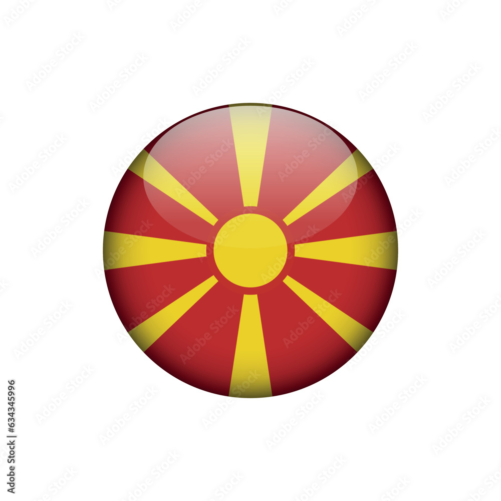 Obraz premium North Macedonia Flag Circle Button Vector Template