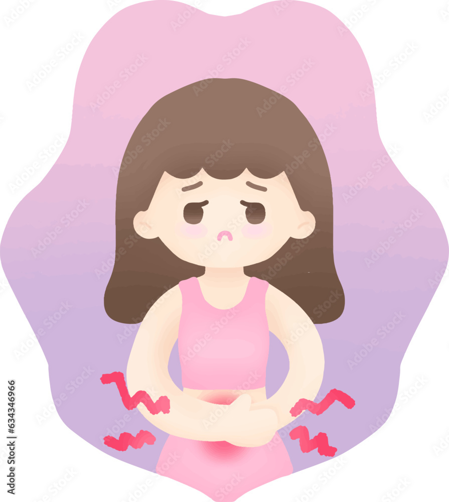 Woman having menstrual pain illustration Woman having menstrual pain illustration