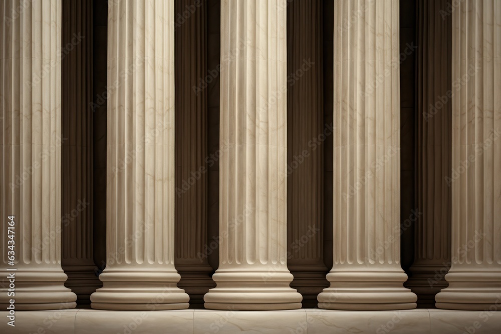 A perfect row of pristine white pillars stands tall and proud, showcasing the beauty and grandeur of timeless architectural symmetry A perfect row of pristine white pillars stands tall and proud, showcasing the beauty and grandeur of timeless architectural symmetry