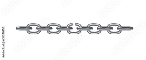 Grey metal broken  chain. vector illustration 